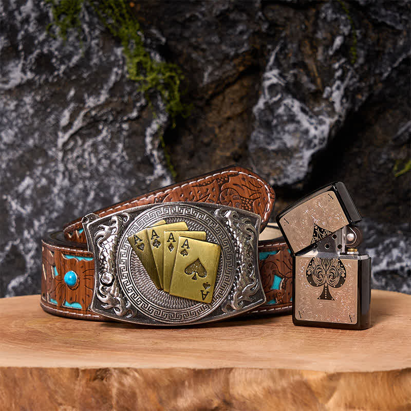Poker Ace DIY Hidden Knife Belt Buckle Black Ice Lighter Bundle Set - Image 5