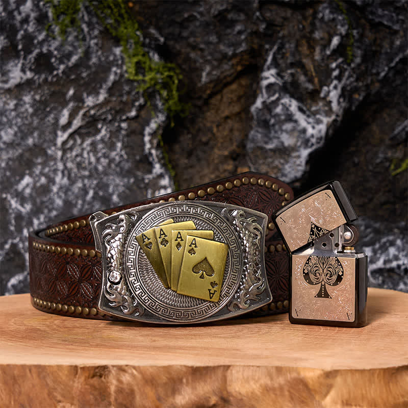 Poker Ace DIY Hidden Knife Belt Buckle Black Ice Lighter Bundle Set - Image 6