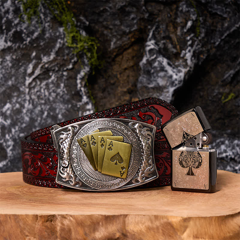 Poker Ace DIY Hidden Knife Belt Buckle Black Ice Lighter Bundle Set - Image 7