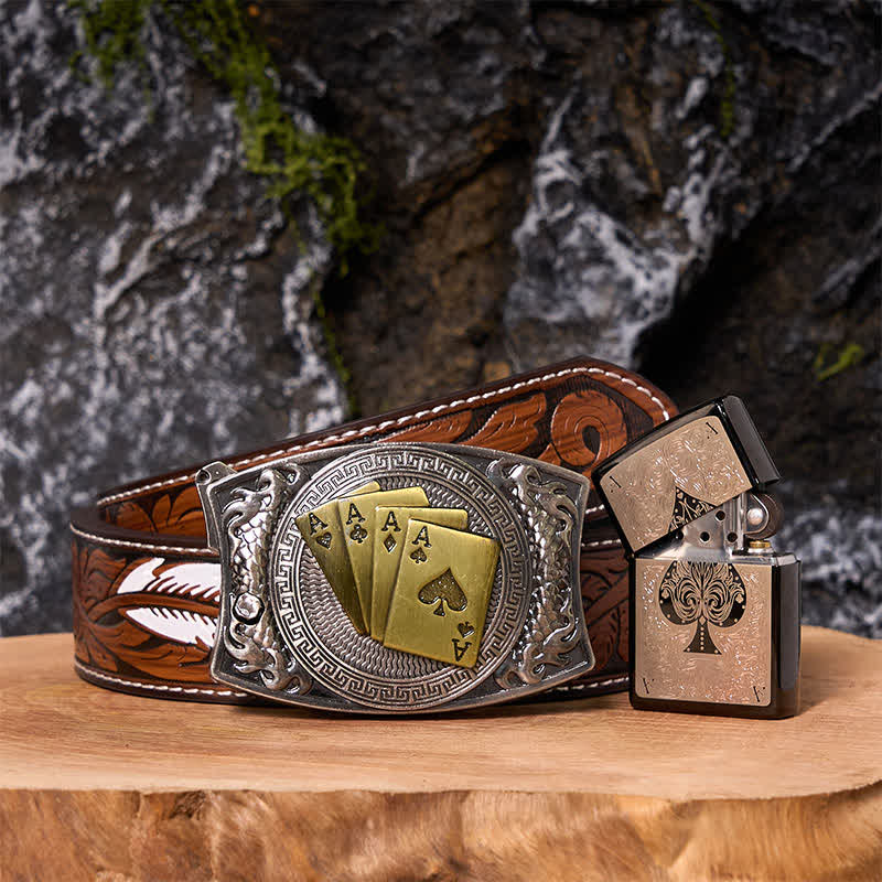 Poker Ace DIY Hidden Knife Belt Buckle Black Ice Lighter Bundle Set - Image 8