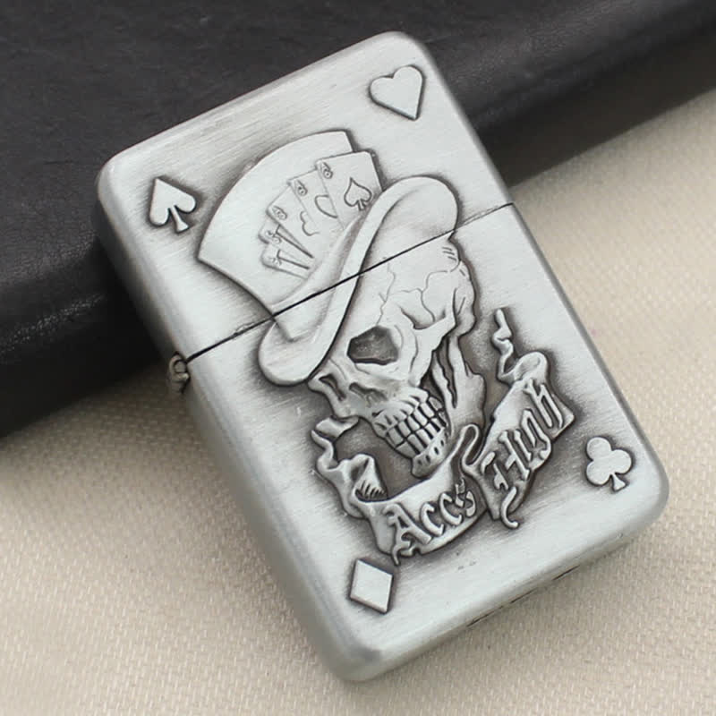 Poker Card Skull & Aces Refillable Butane Lighter - Image 3
