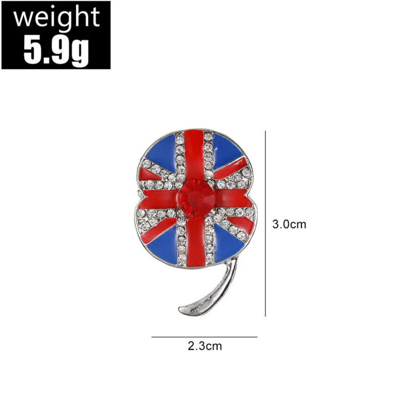 Poppy Flower Shape Enamel British Flag Brooch - Image 5