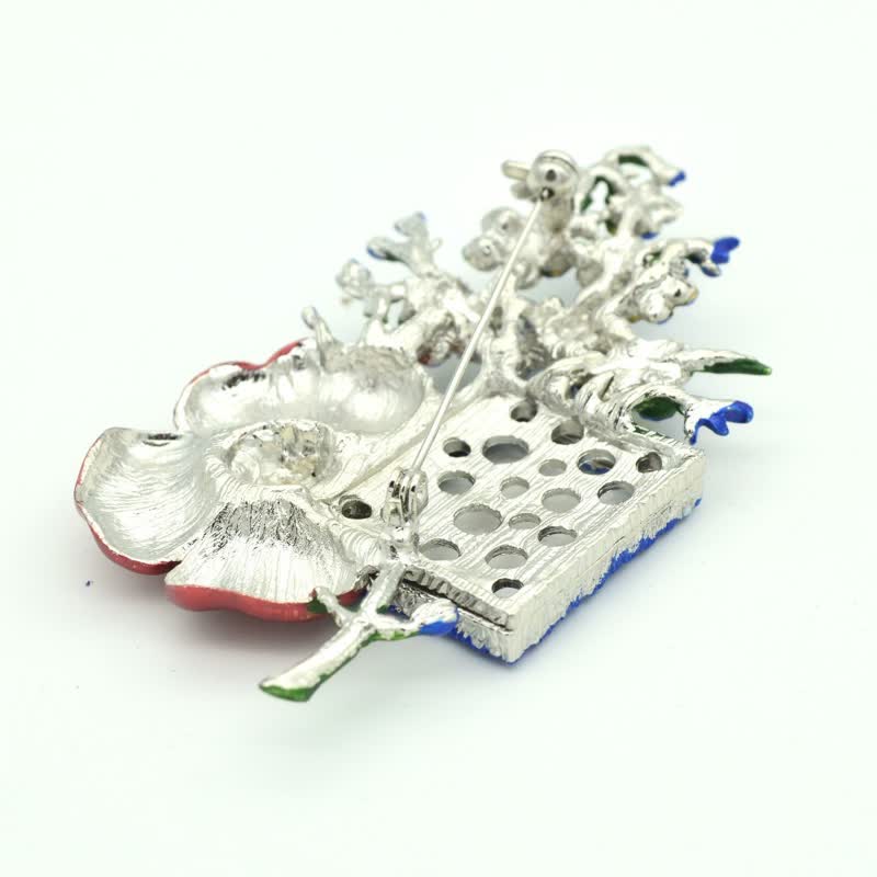 Poppy Rhinestone Flower Brooch with Picture Frame - Image 5