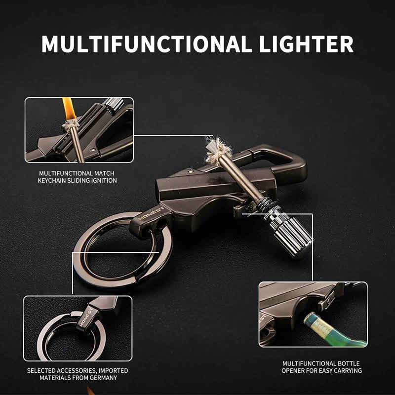 Portable Bottle Opener Keychain Matchstick Refillable Oil Lighter - Image 5