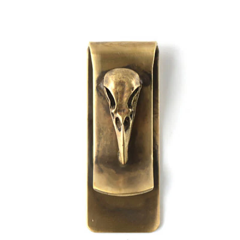 Portable Creative Brass Bird Skull Money Clip - Image 3