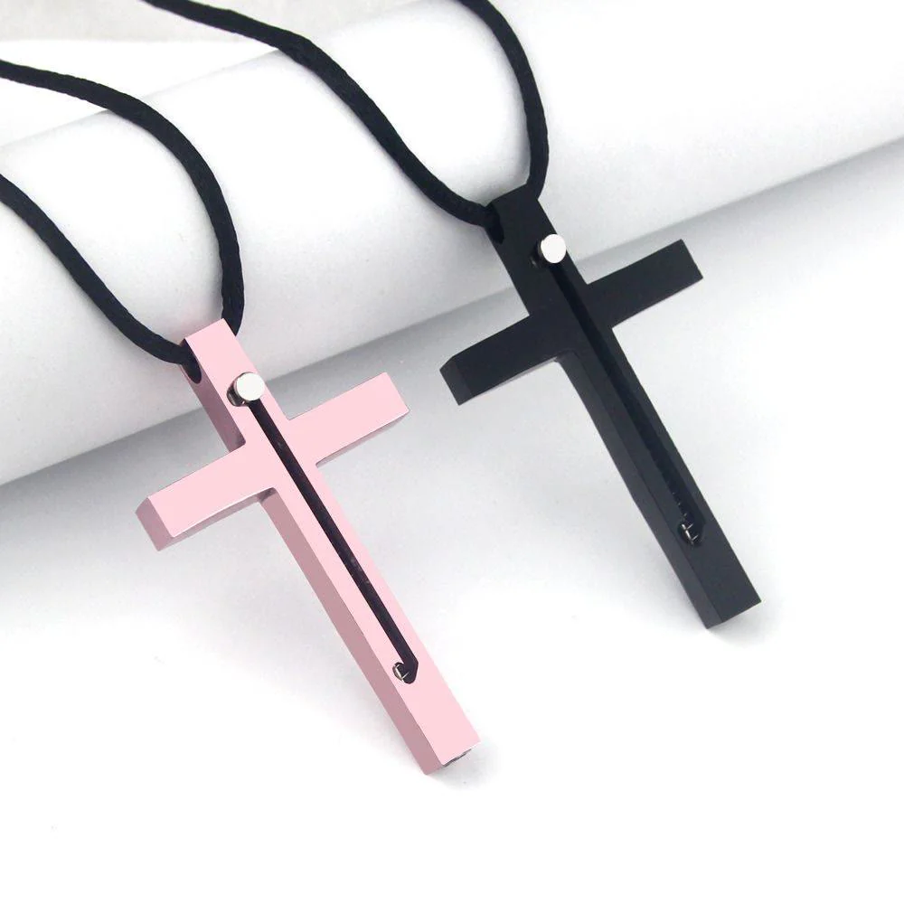 Portable Gadget Needle Cross Pendant Necklace