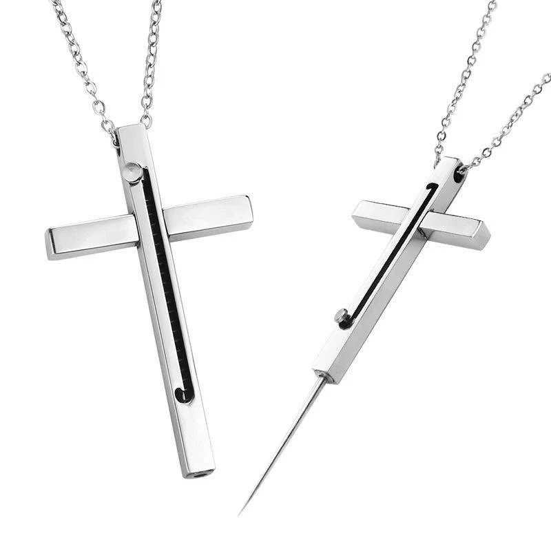 Portable Gadget Needle Cross Pendant Necklace - Image 5