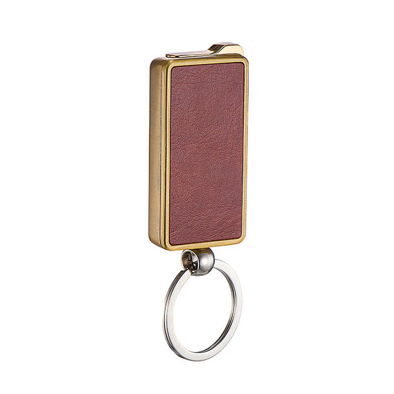 Portable Keychain Leather Body Refillable Butane Lighter - Image 3