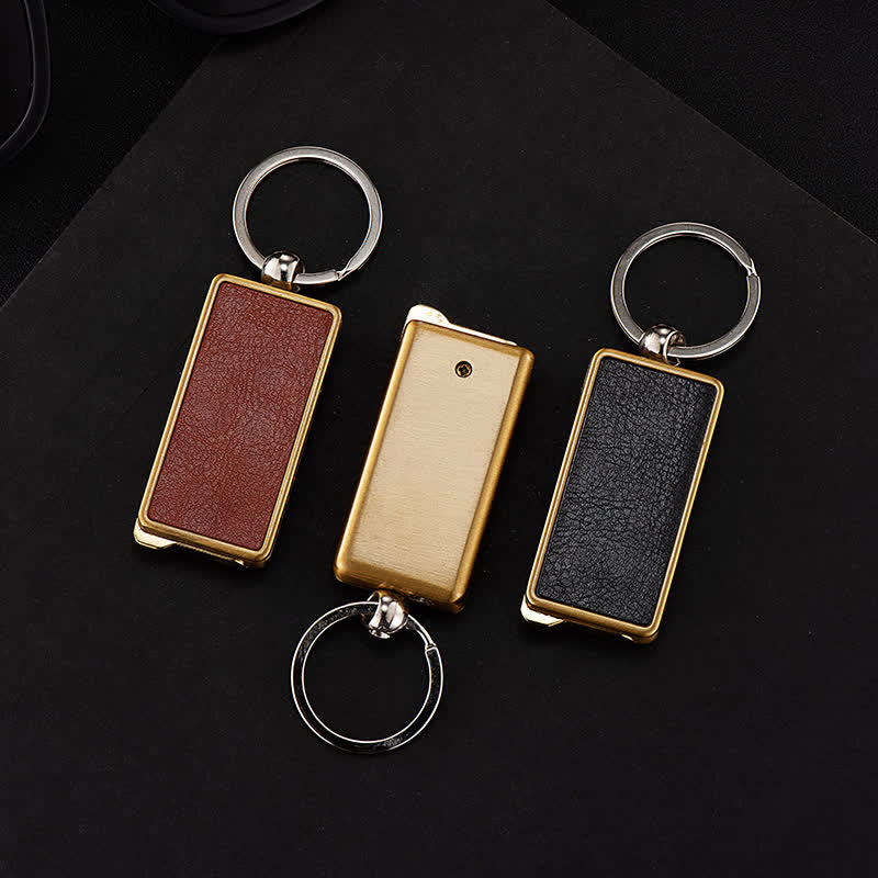 Portable Keychain Leather Body Refillable Butane Lighter - Image 5