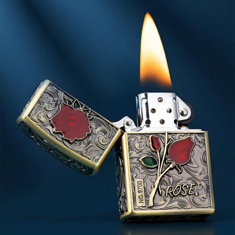 Portable Rose Flowers Refillable Kerosene Lighter - Image 5