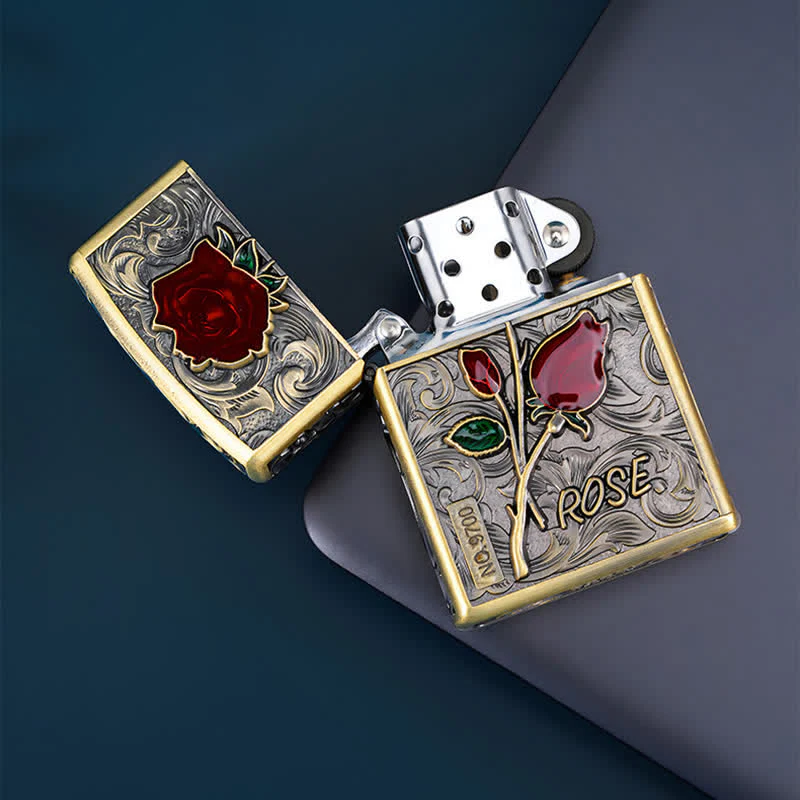 Portable Rose Flowers Refillable Kerosene Lighter - Image 6