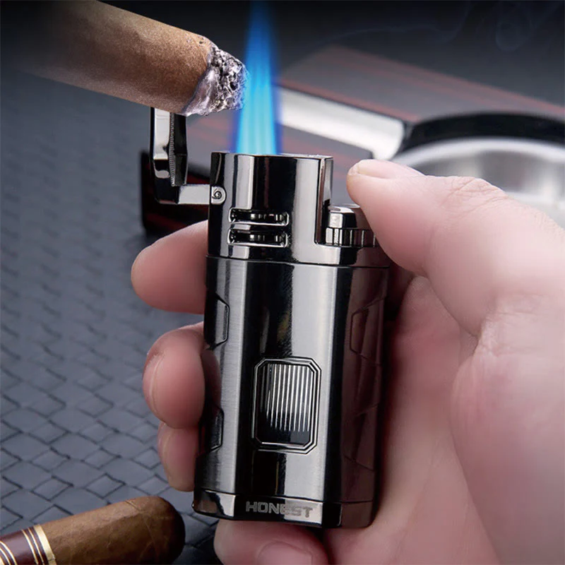 Portable Triple Burner Lighter With Cigar Cutter - Image 4