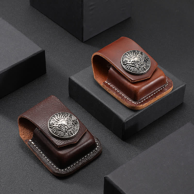 Powerful Dragon Head Lighter Holder Leather Belt Bag - Image 2