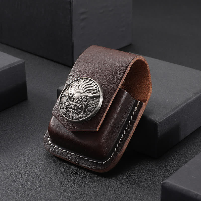 Powerful Dragon Head Lighter Holder Leather Belt Bag - Image 3