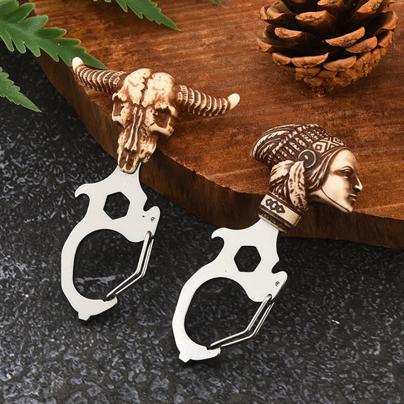 Practical Bull Indian Head Keychain With Hammer Breaker - Image 4