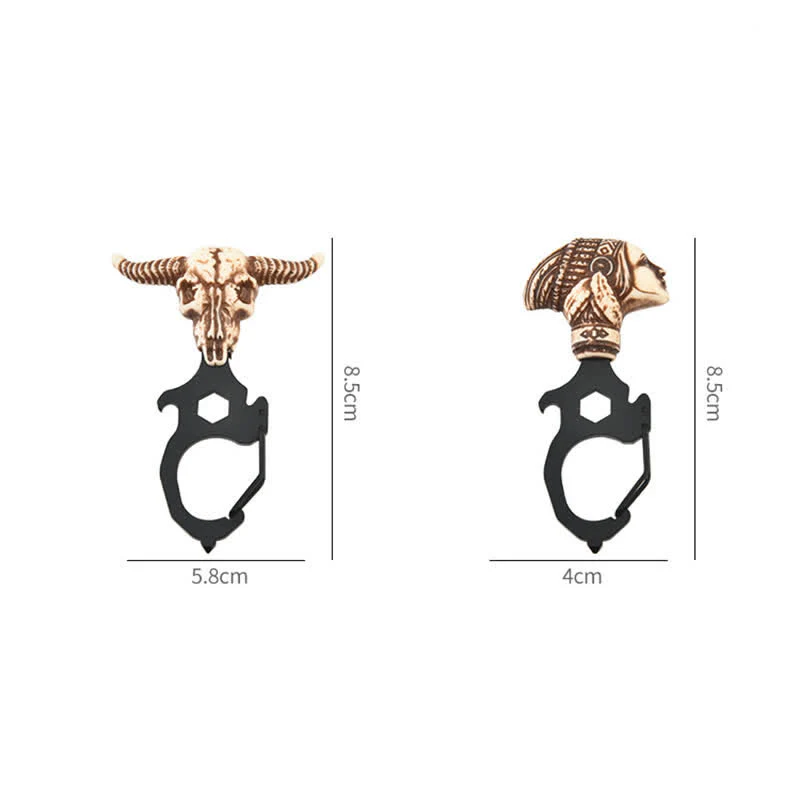 Practical Bull Indian Head Keychain With Hammer Breaker - Image 7