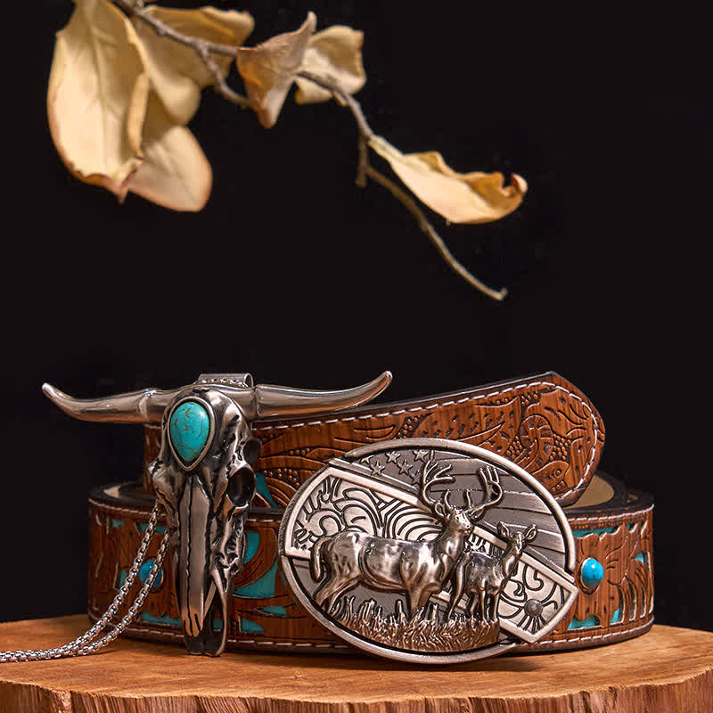 Practical DIY Hidden Knife Buckle Turquoise Longhorn Bull Pendant Bundle Set - Image 12