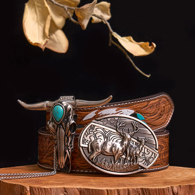 Practical DIY Hidden Knife Buckle Turquoise Longhorn Bull Pendant Bundle Set - Image 16
