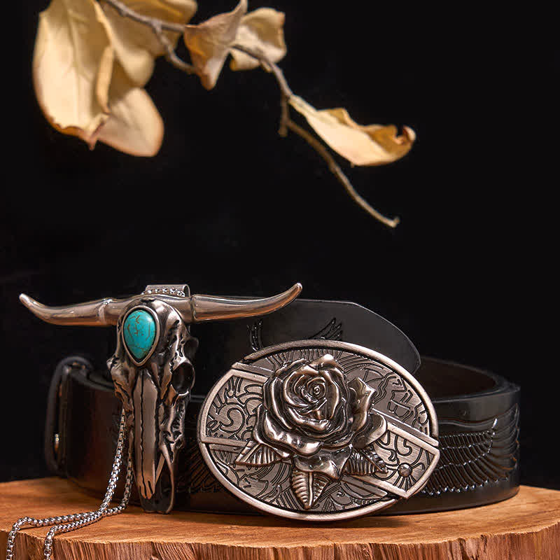 Practical DIY Hidden Knife Buckle Turquoise Longhorn Bull Pendant Bundle Set - Image 18