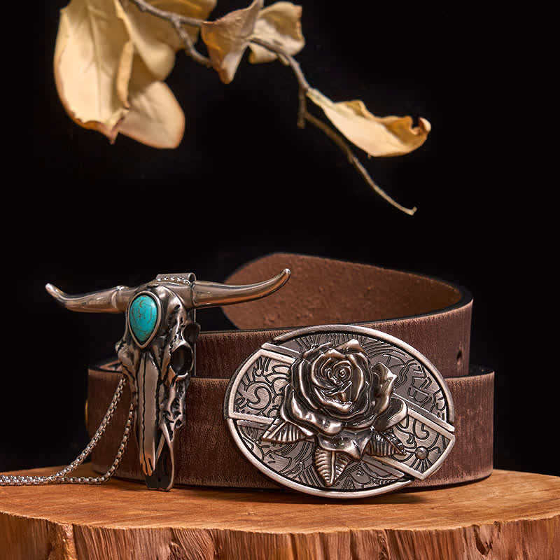 Practical DIY Hidden Knife Buckle Turquoise Longhorn Bull Pendant Bundle Set - Image 21