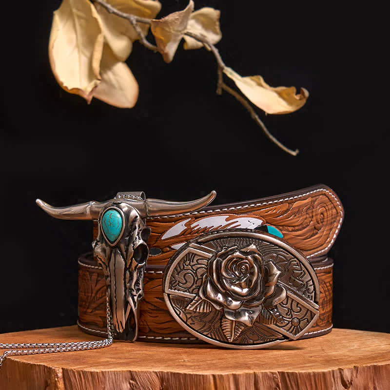 Practical DIY Hidden Knife Buckle Turquoise Longhorn Bull Pendant Bundle Set - Image 23