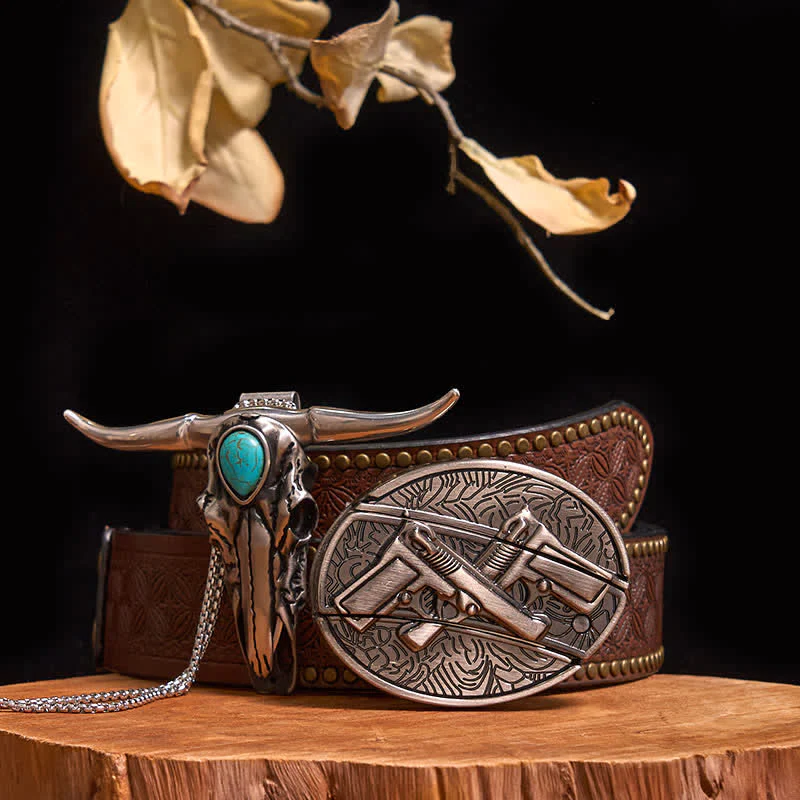 Practical DIY Hidden Knife Buckle Turquoise Longhorn Bull Pendant Bundle Set - Image 33
