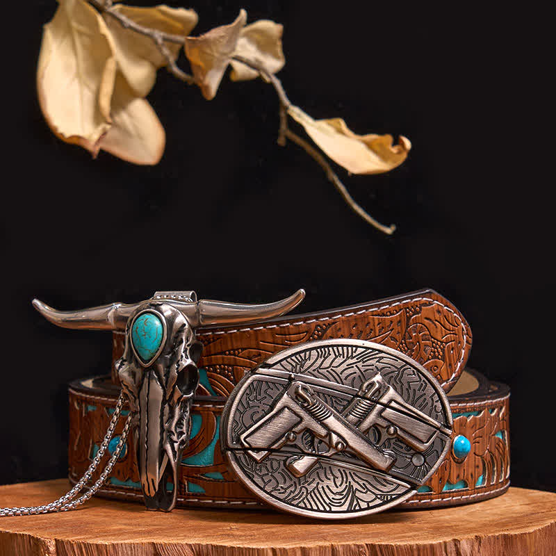 Practical DIY Hidden Knife Buckle Turquoise Longhorn Bull Pendant Bundle Set - Image 34