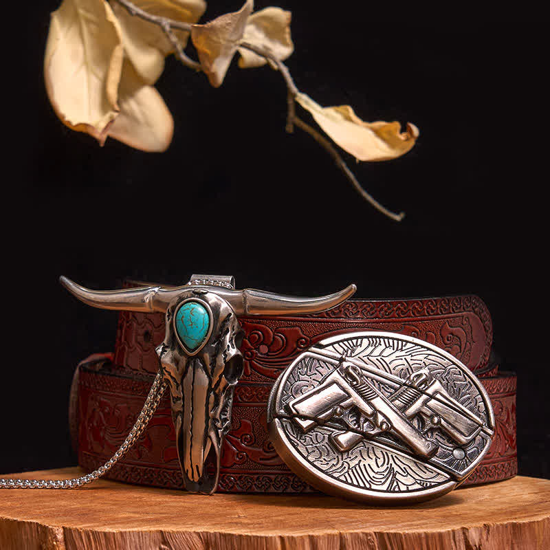 Practical DIY Hidden Knife Buckle Turquoise Longhorn Bull Pendant Bundle Set - Image 36
