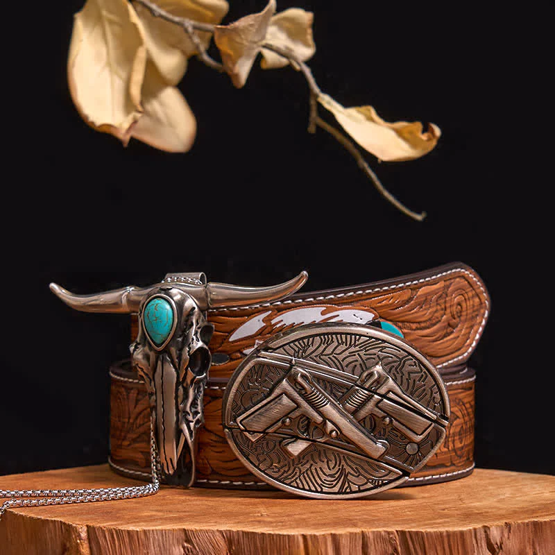 Practical DIY Hidden Knife Buckle Turquoise Longhorn Bull Pendant Bundle Set - Image 37