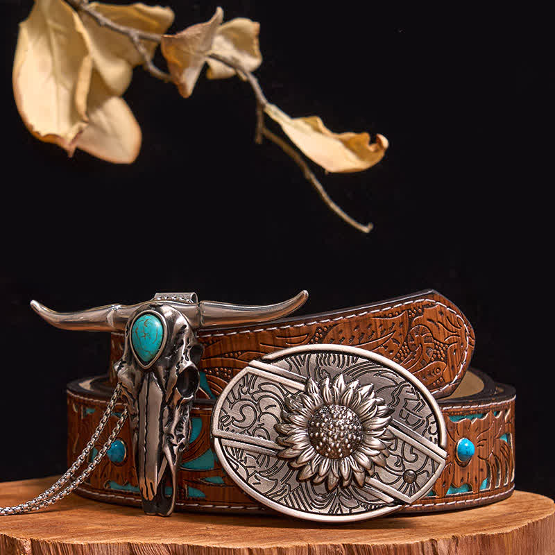 Practical DIY Hidden Knife Buckle Turquoise Longhorn Bull Pendant Bundle Set - Image 5