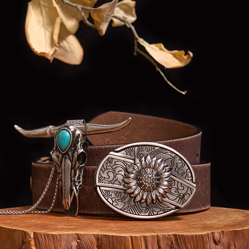 Practical DIY Hidden Knife Buckle Turquoise Longhorn Bull Pendant Bundle Set - Image 7