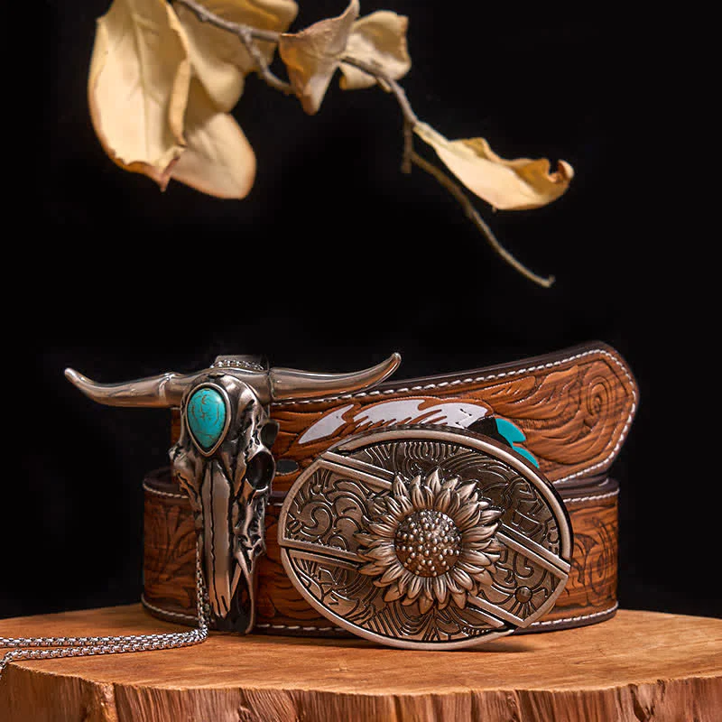 Practical DIY Hidden Knife Buckle Turquoise Longhorn Bull Pendant Bundle Set - Image 9
