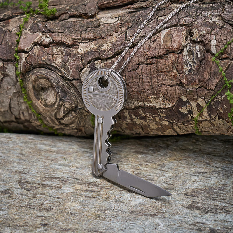 Practical Folding Knife Keychain Sliver Necklace - Image 3