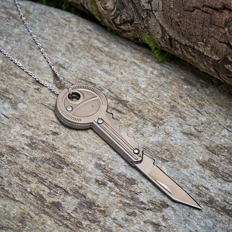 Practical Folding Knife Keychain Sliver Necklace - Image 5