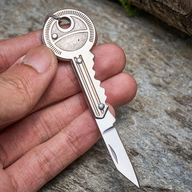 Practical Folding Knife Keychain Sliver Necklace - Image 6