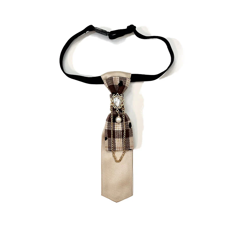 Pre-tied Black Peach Heart Pearl Fashionable Necktie - Image 4