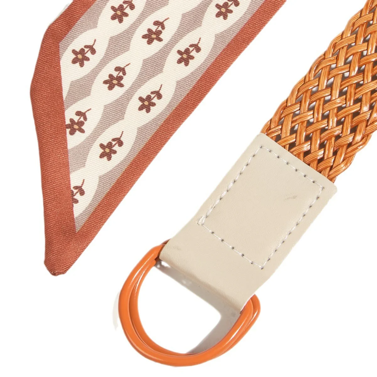 Printed Woven Double Loop Buckle Women's Silk Belt - Image 4