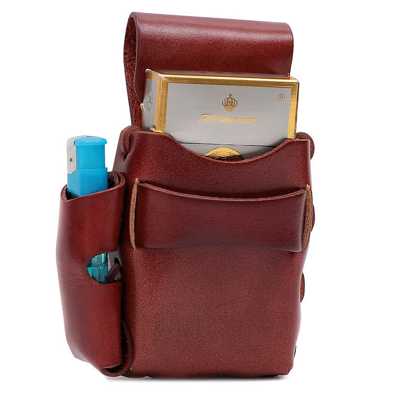 Protective Cigarette Box Lighter Holder Leather Belt Bag - Image 2