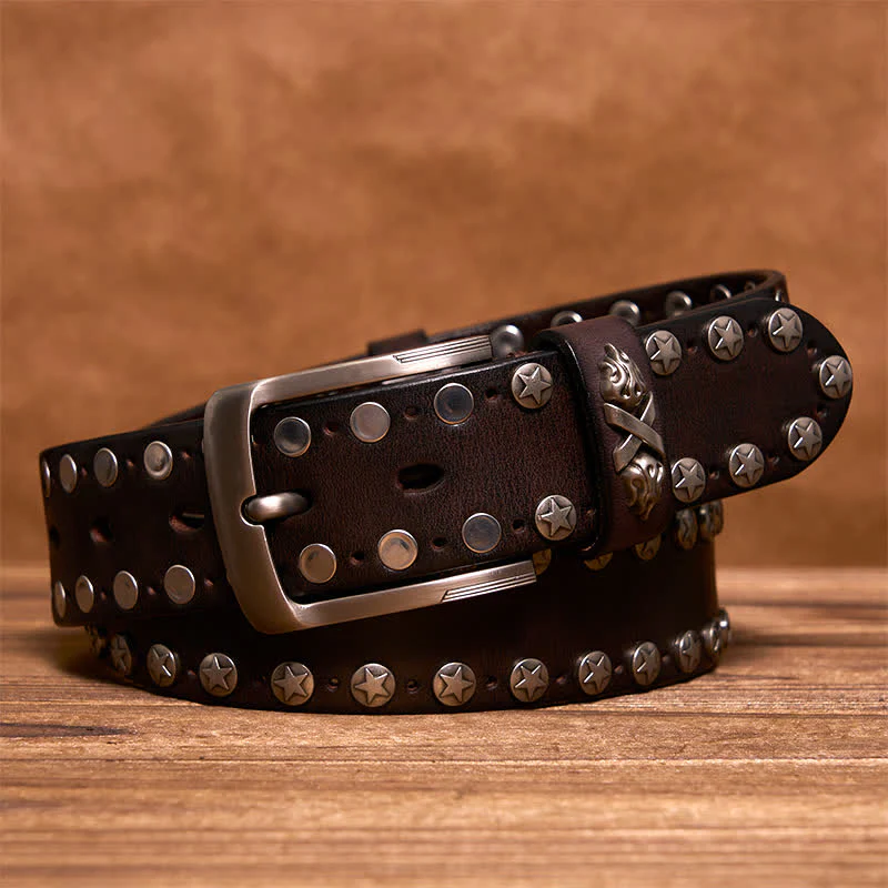 Punk Biker Rivet Studded Handmade Leather Belt