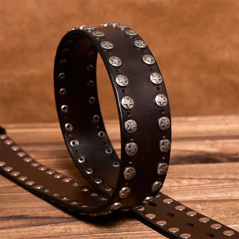 Punk Biker Rivet Studded Handmade Leather Belt - Image 5