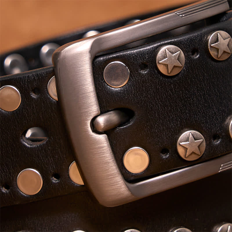 Punk Biker Rivet Studded Handmade Leather Belt - Image 8