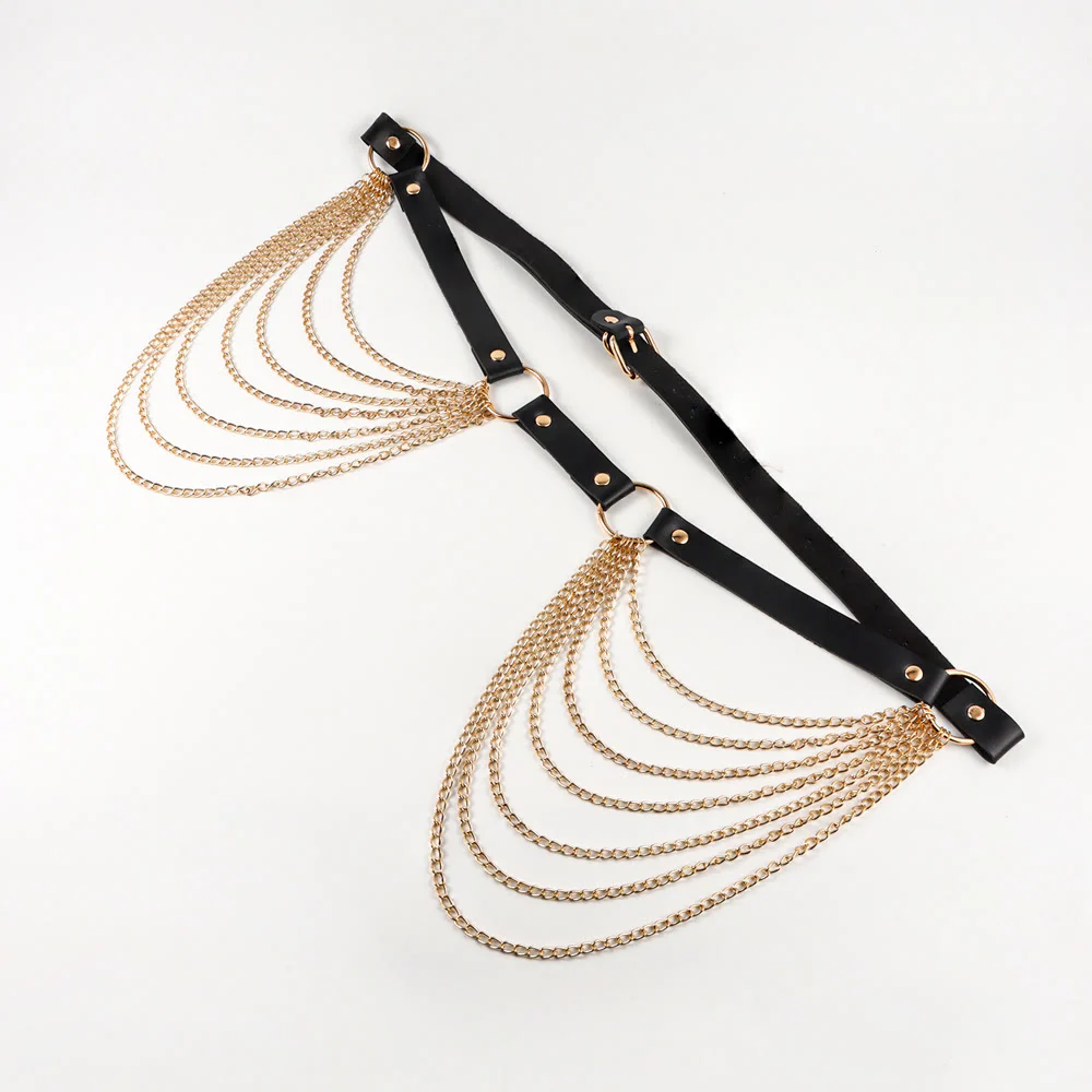 Punk Chain Belt Seven Layers Chain Leather Belt - Image 9