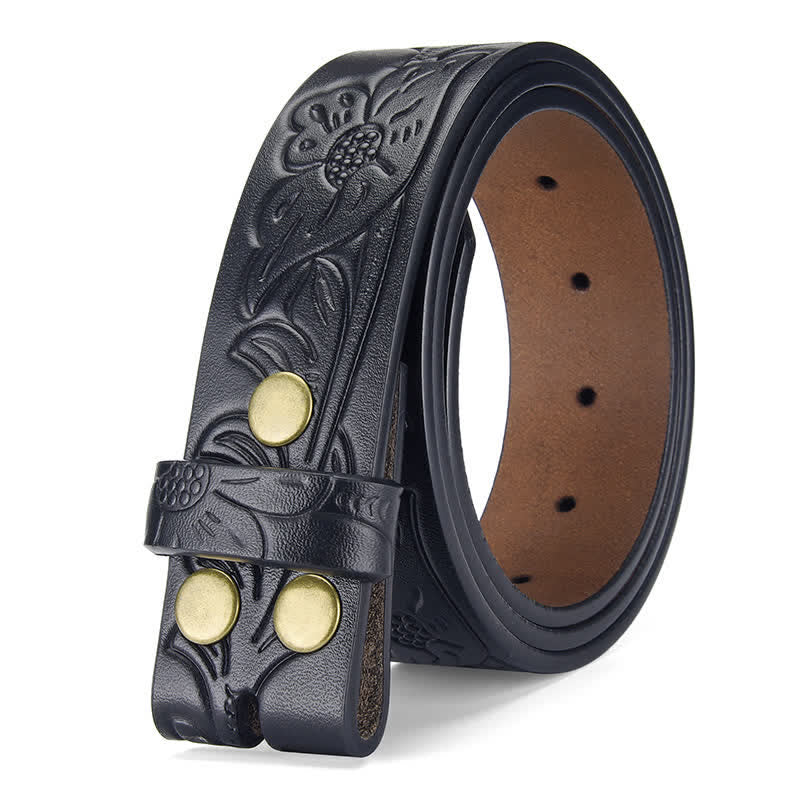 Punk Floral Embossed DIY Leather Belt Strap without Belt Buckle - Image 5