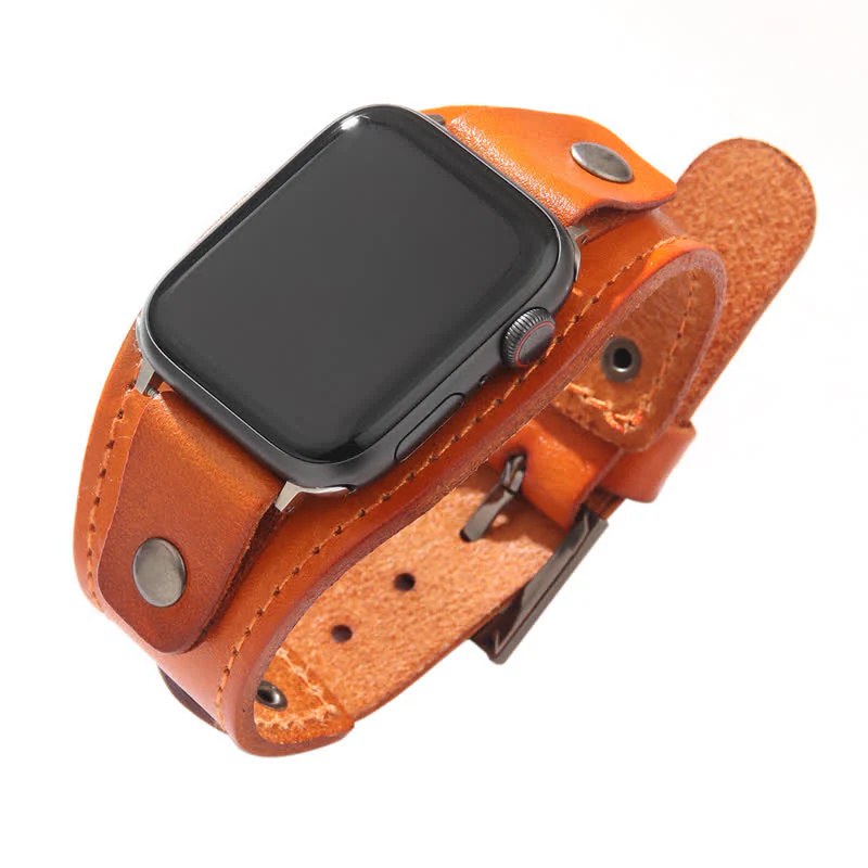 Punk Genuine Leather Bracelet Smart Watch Band - Image 3