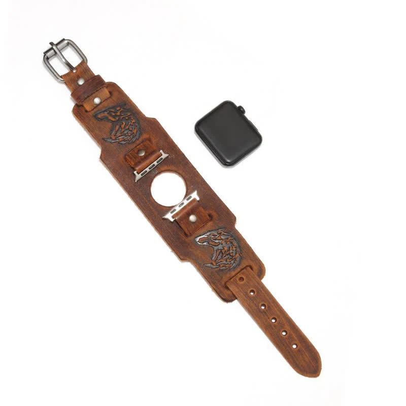 Punk Relief Wolf Bracelet Leather Watch Band - Image 10