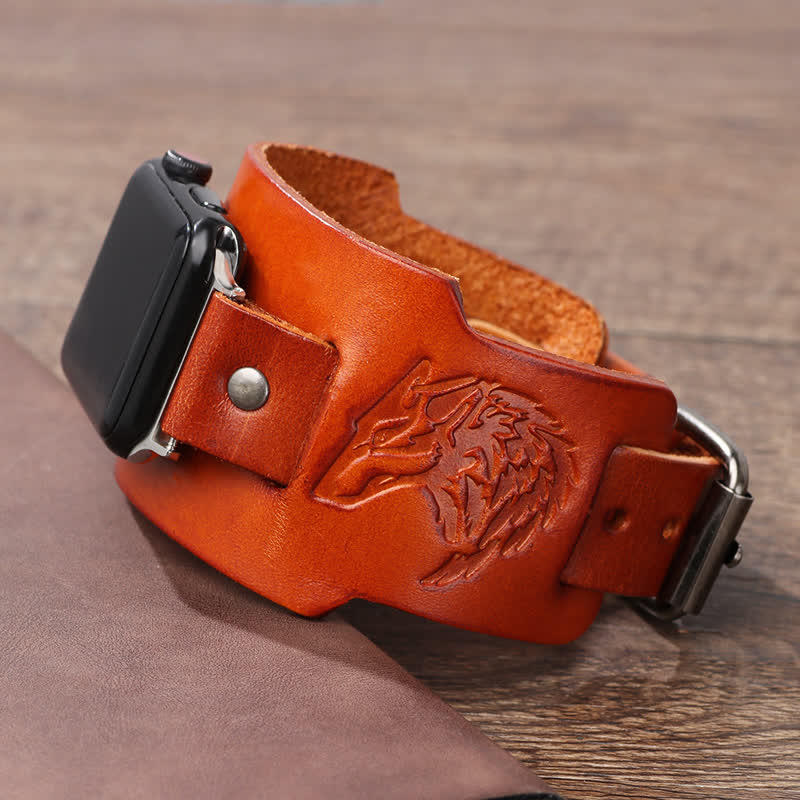 Punk Relief Wolf Bracelet Leather Watch Band - Image 7