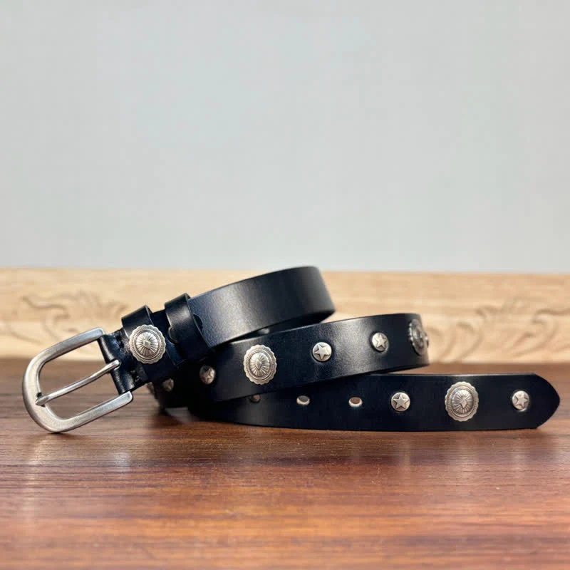 Punk Rock Heavy Metal Rvet Studded Leather Belt - Image 2