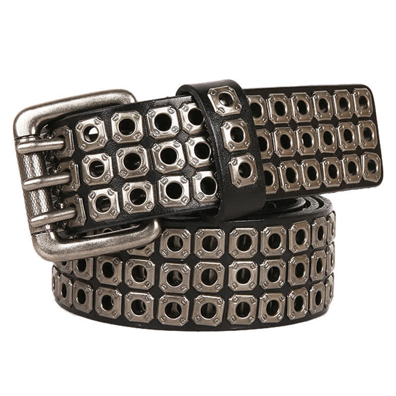 Punk Rock Heavy Metal Square Rivet Leather Belt - Image 10
