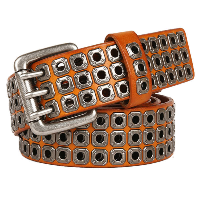 Punk Rock Heavy Metal Square Rivet Leather Belt - Image 2