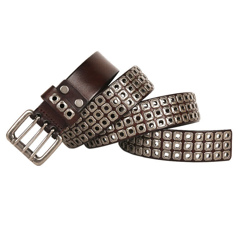 Punk Rock Heavy Metal Square Rivet Leather Belt - Image 3
